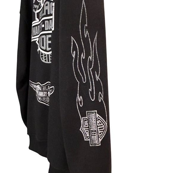 Pro 5 Men's XXXL Black Hoodie Flame Sleeve Harley Graphics Motorcycle Style - Picture 4 of 12